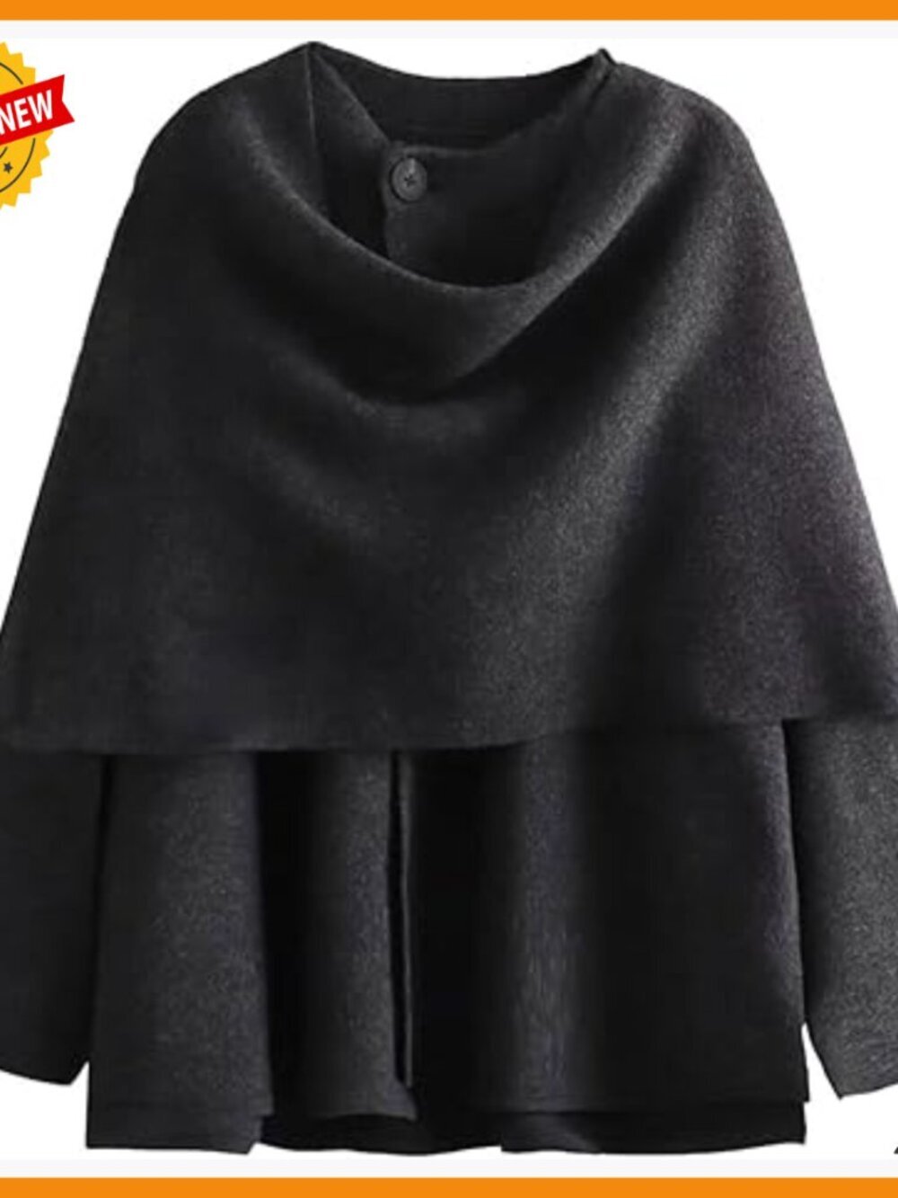 Oversized Knit Peacoat Cardigan with Scarf Wrap Long Sleeve Button Closure